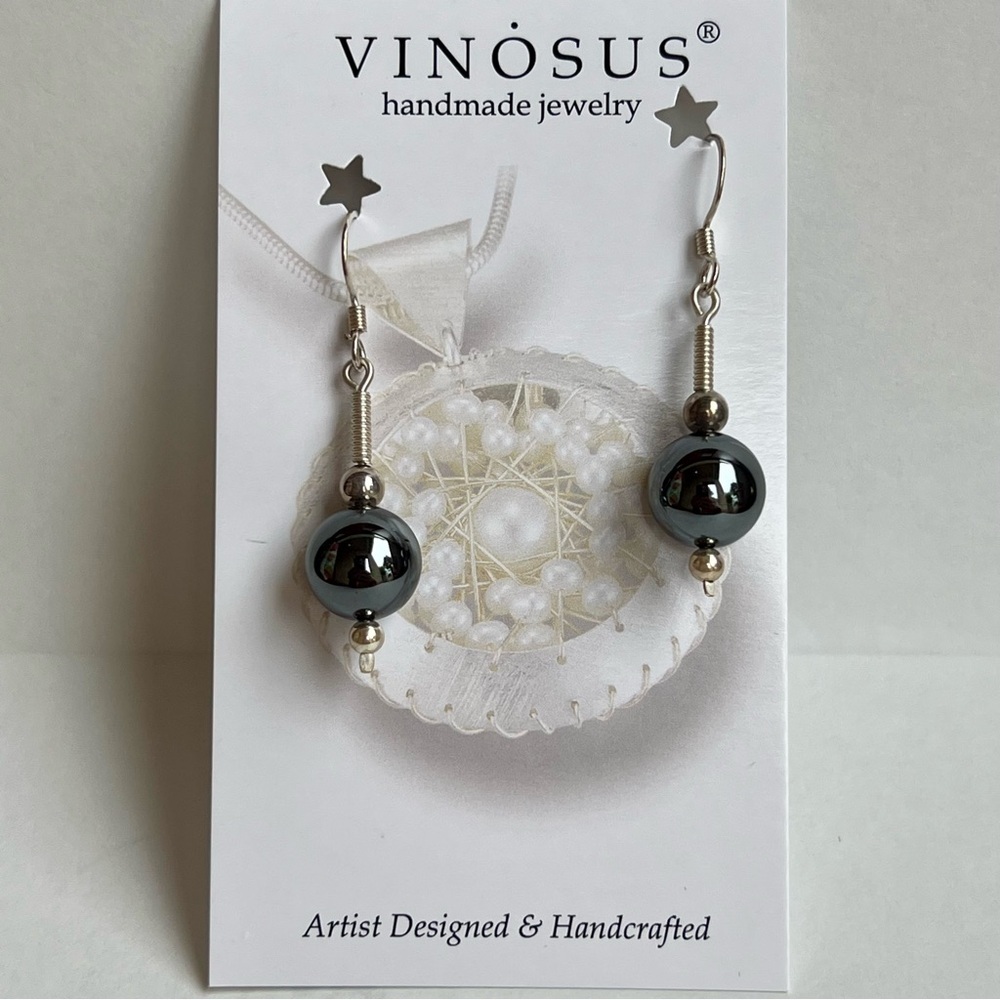 Vinosus Hematite Earrings Dangle‎ Drop Star Handmade Jewelry
